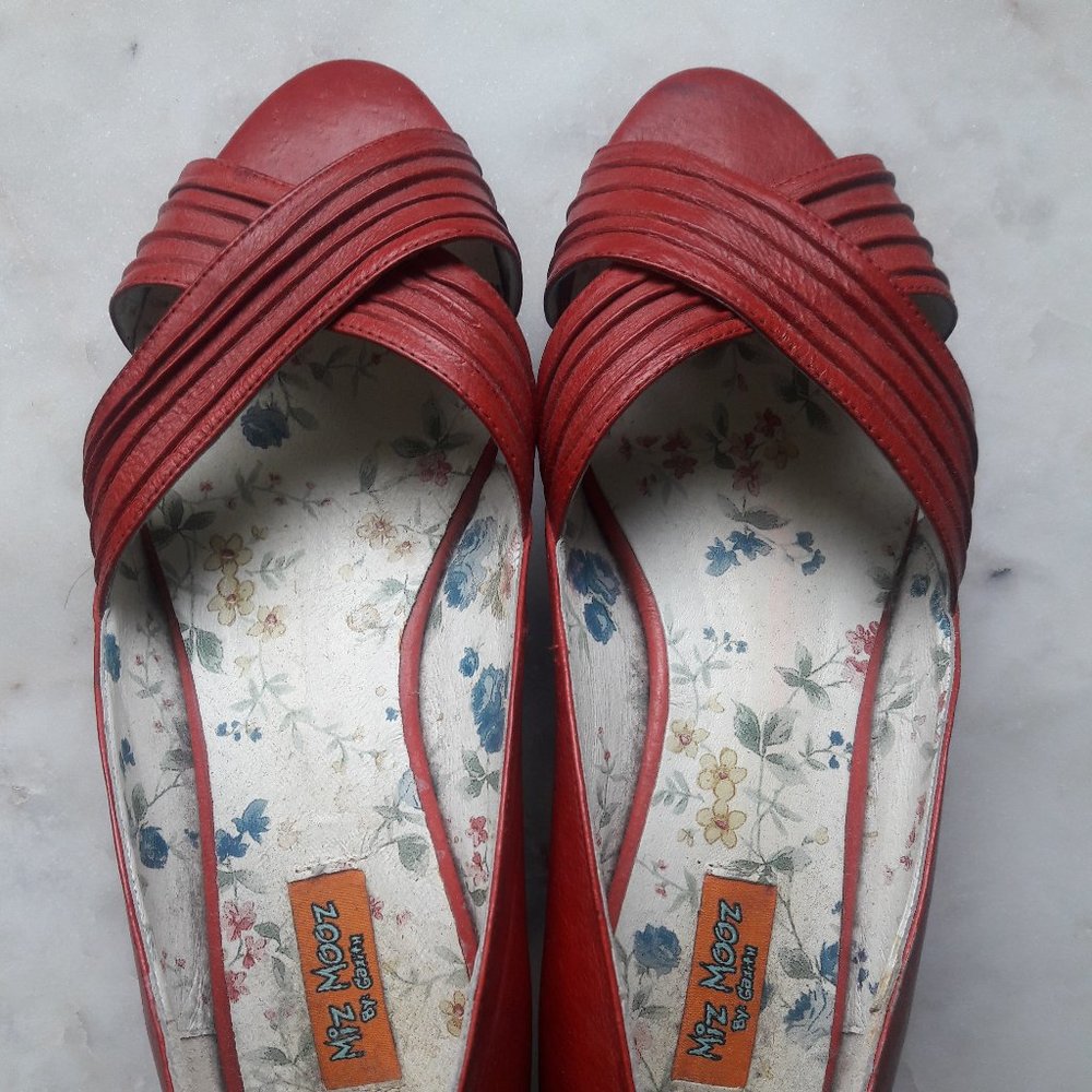Brand New Red PeepToe Flats - Mia Mooz